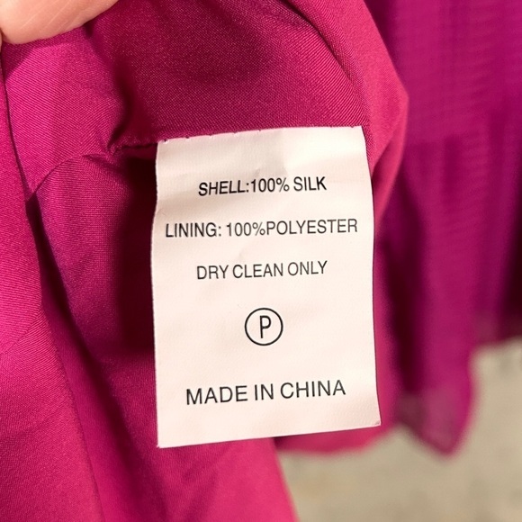 Marie Oliver Vanessa fuschia pink subtle plaid short sleeve v neck maxi dress - Picture 10 of 10